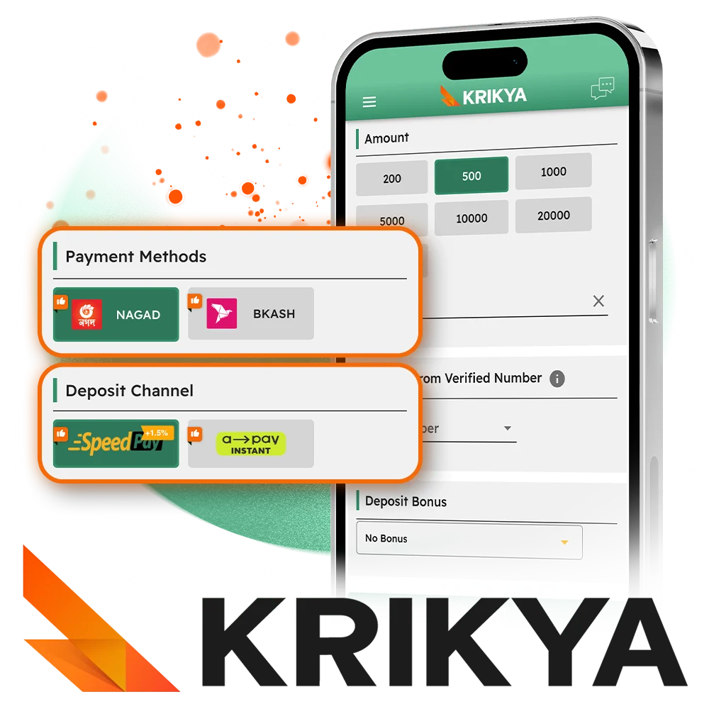 Deposit funds into your Krikya account and play at full power.