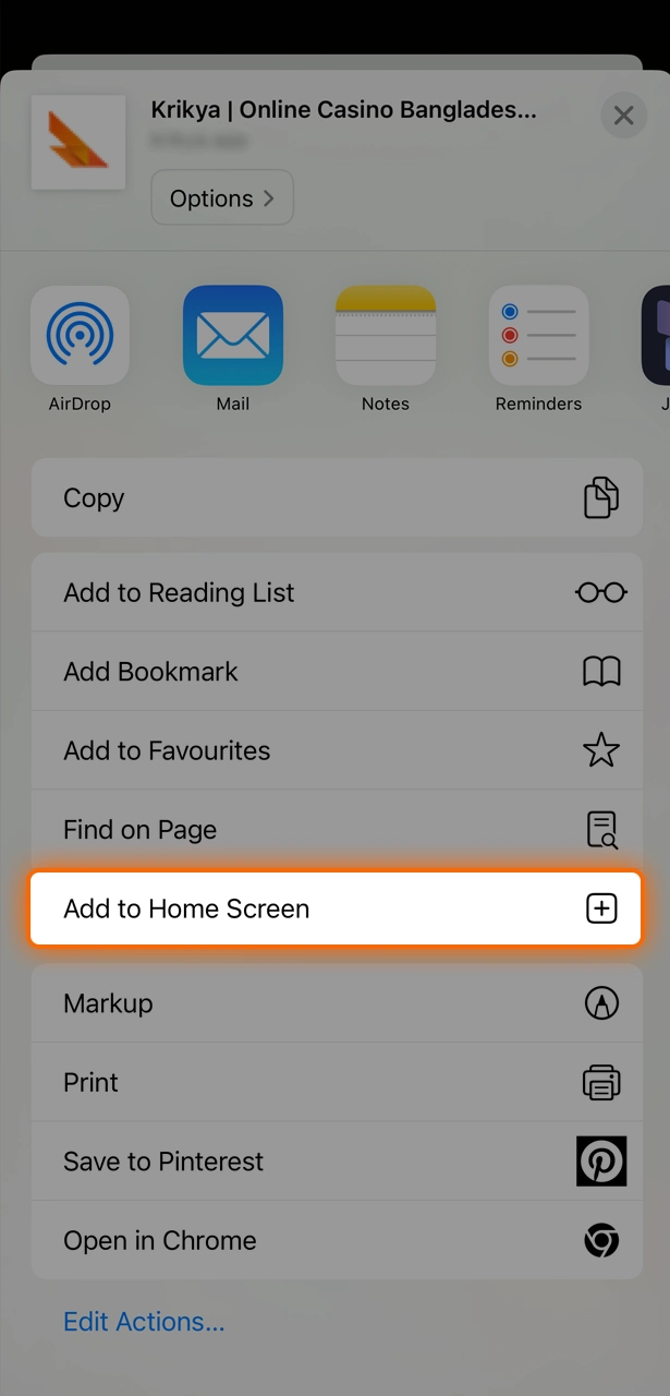 Add the Krikya app to your home screen to always be in the game.