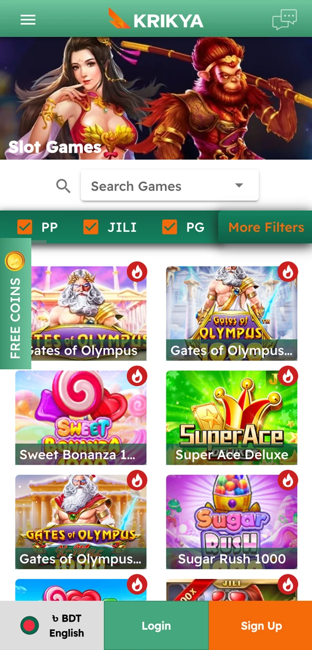 Play exciting casino games at Krikya and win big.