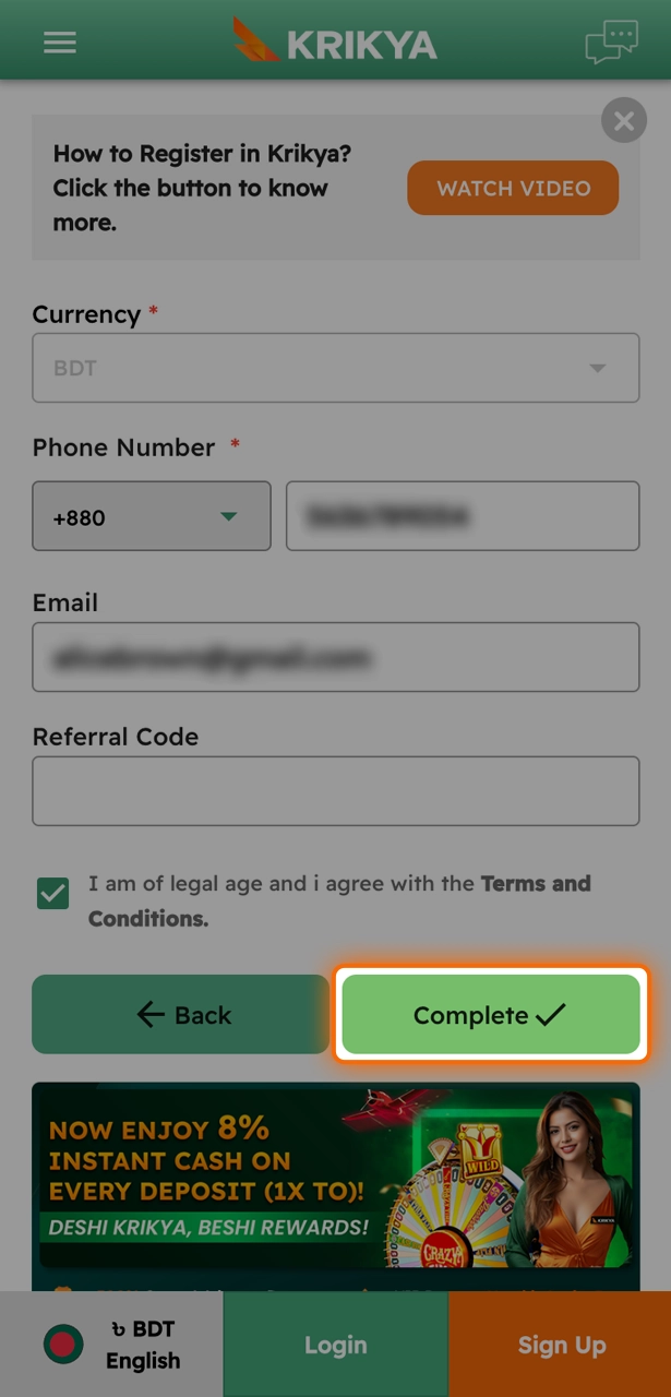 Confirm your registration and activate your account on Krikya.