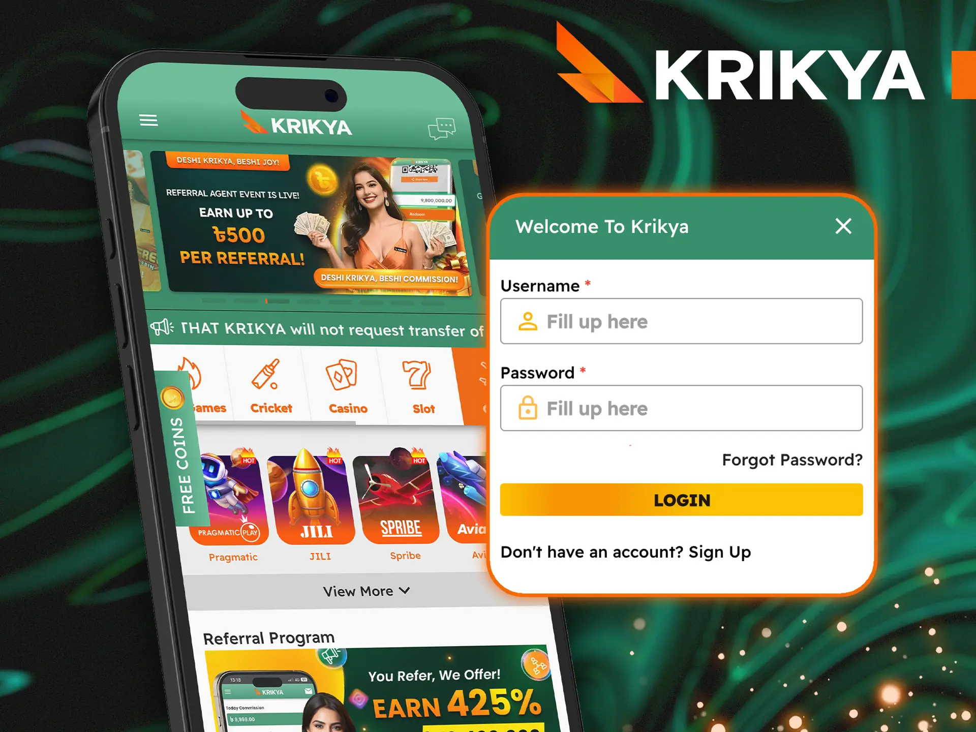 Log in to your Krikya account and start playing now.